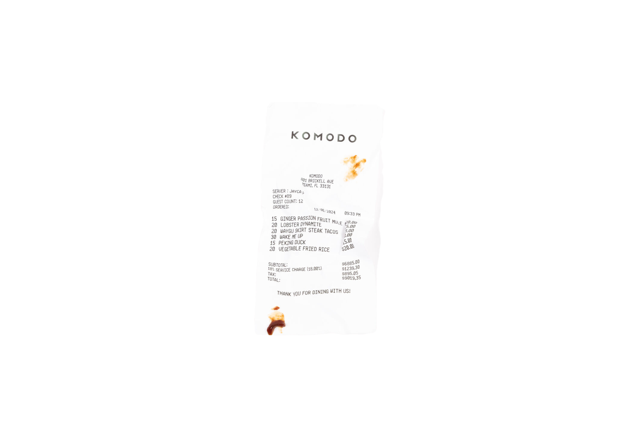 Komodo Receipt